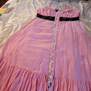 Hot Topic Pink Maxi Dress with Black Lace Detail